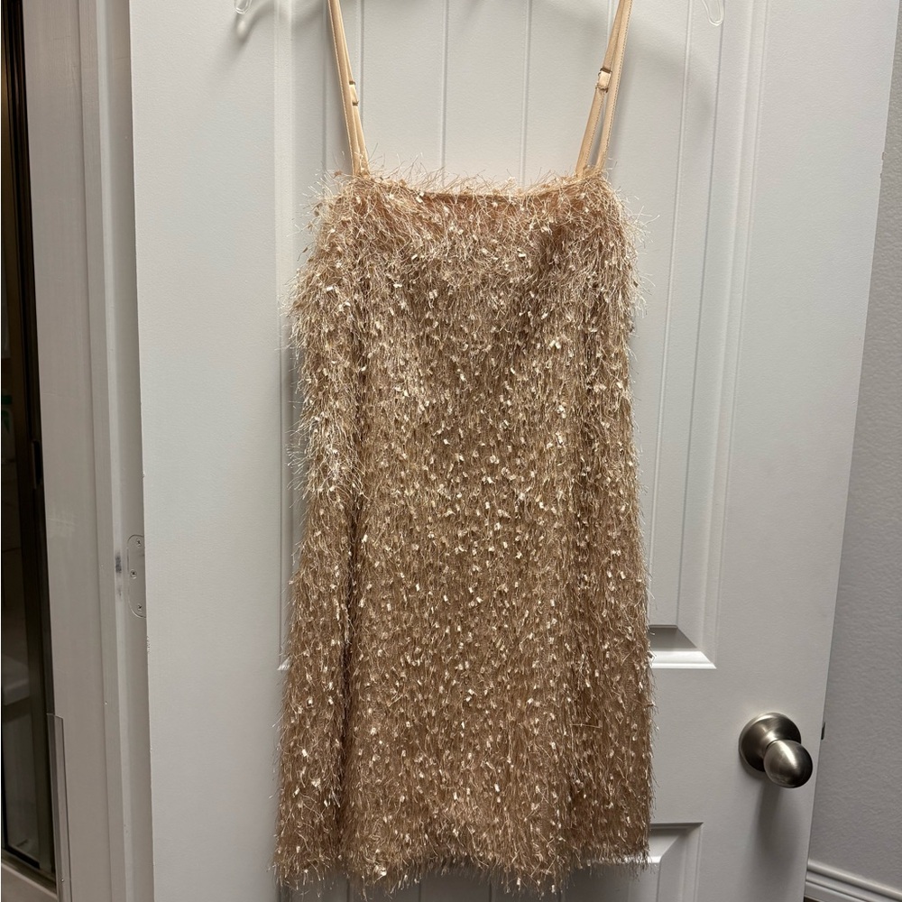 Lulus Gold and Tan Textured Dress